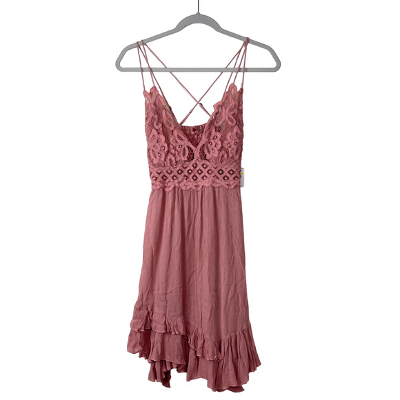 Free People FP One Pink Rose Adella Slip Dress NWT Size Medium - Picture 2 of 7